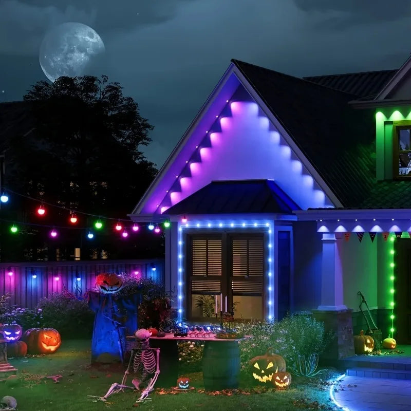 MIMIRGB 300FT 180LED Permanent Outdoor Light Smart RGBIC Side House Light 72 Scene Modes Outdoor Lighting for Party Garden Patio