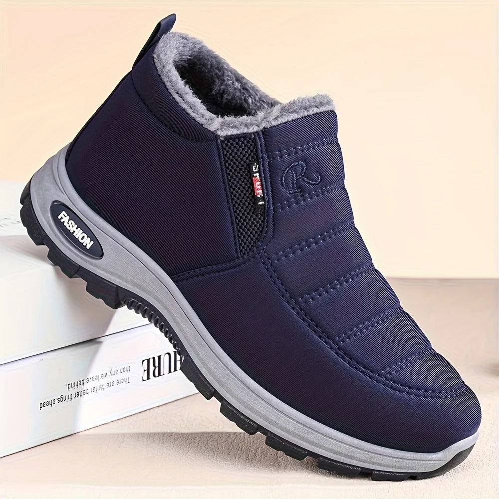 Women Winter Fleece Lined High Top Snow Boots Side Zipper Ankle Booties Waterproof Fabric Non Slip Thick Sole Warm Comfort Walking Shoes for Outdoor Travel Daily Driving Indoor Home Daily Wear Black Red Navy Available