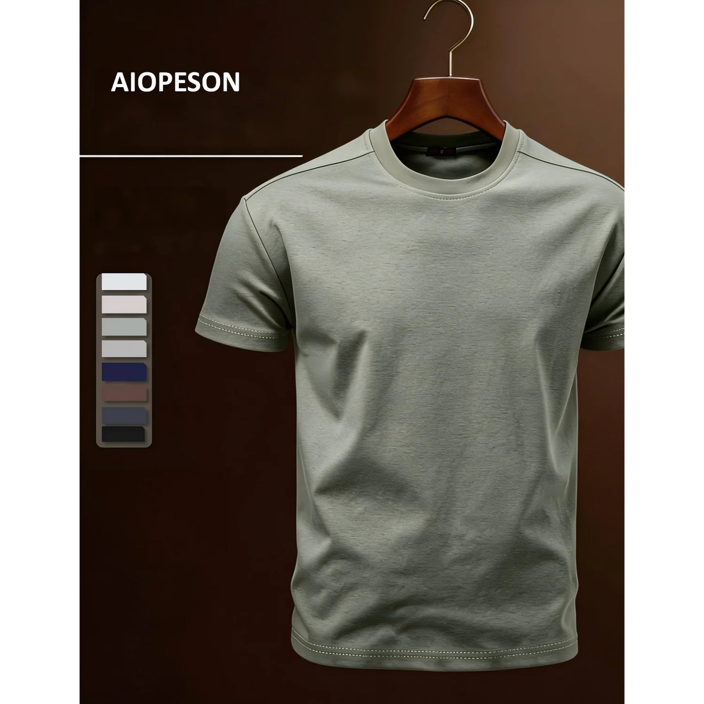 AIOPESON Men's Cotton O-Neck Soft Touch Comfortable Tee Solid Color 8 Colors Breathable Lightweight Daily Casual T-Shirt