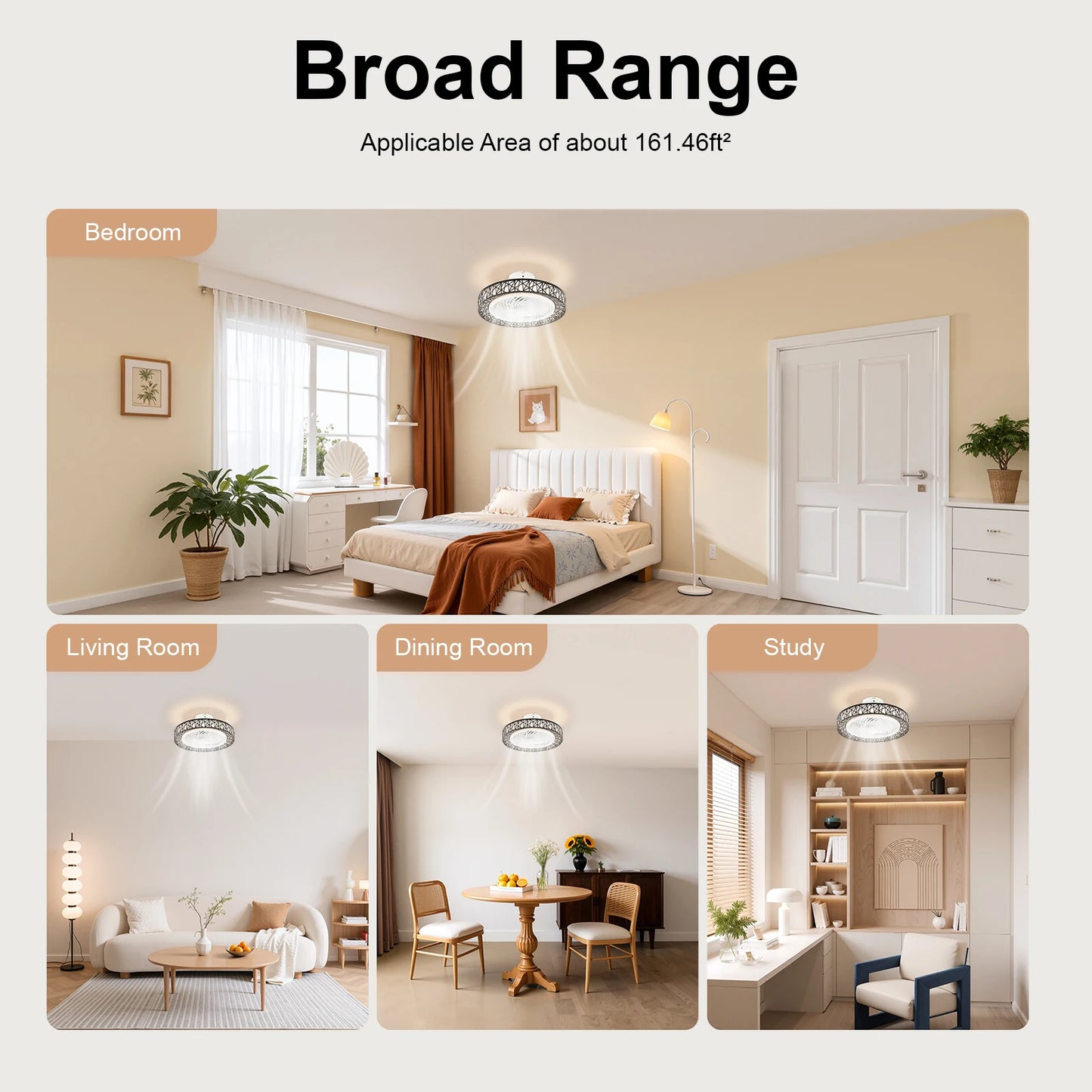18.5 Inch Ceiling Fan Light Modern Ceiling Fan Light Ceiling Fan Light With Remote Control 35db For Bedroom, Living Room, Kitchen