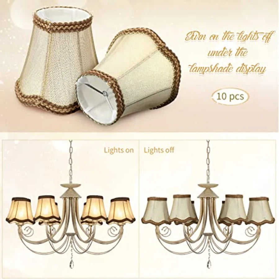 10 Pcs Shades for Chandeliers European Small Lamp Shade Chandelier Clip on Fabric Drum Lamp Mini Rustic Light Cover for Table C