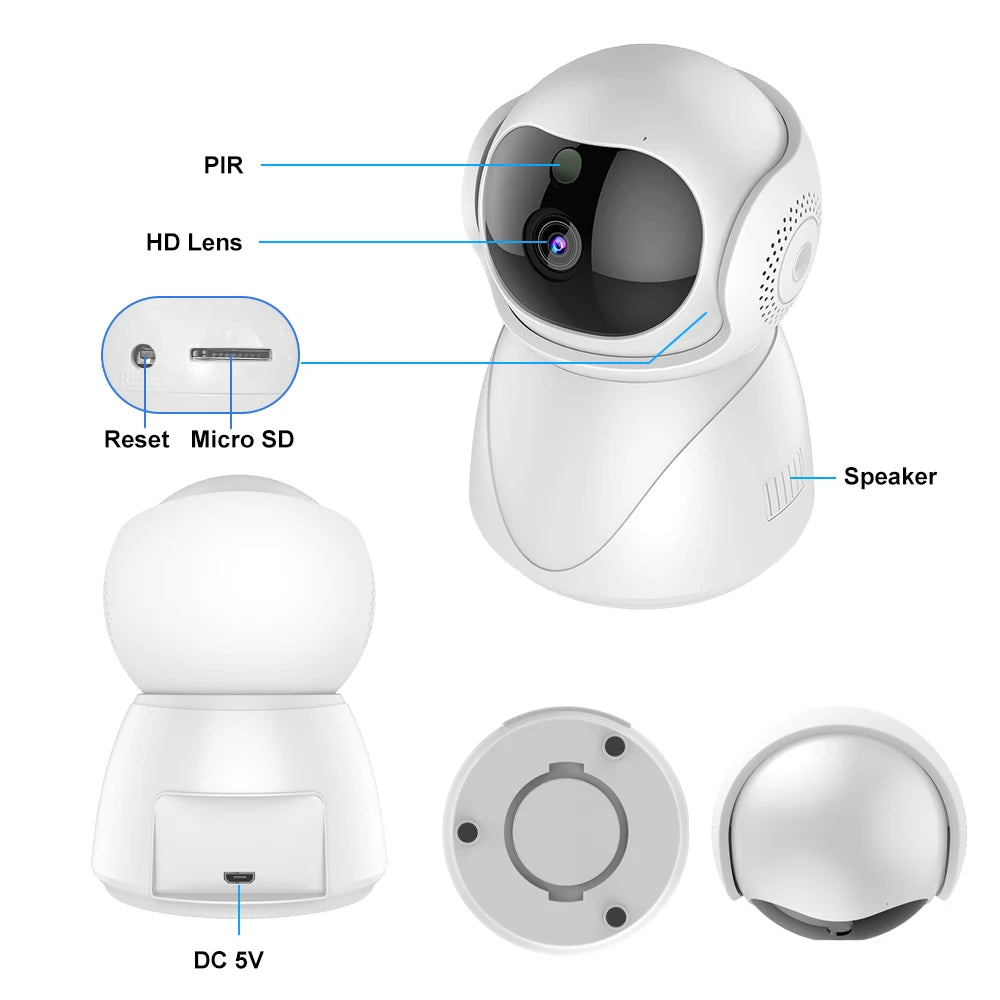 5G Dual Band WiFi Security Camera 1080P HD Indoor PTZ IP Camera 355° Pan 90° Tilt Baby Monitor Two Way Audio Motion Detection Night Vision AP Hotspot Wireless Surveillance Camera