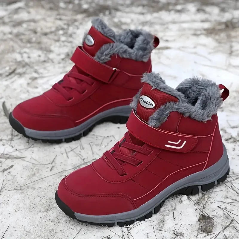 Women Winter Fleece Lined Snow Boots Adjustable Hook Loop Ankle Booties Non Slip Wear Resistant Outdoor Hiking Shoes Warm Cold Resistant Casual Walking Footwear 2026 New Arrival