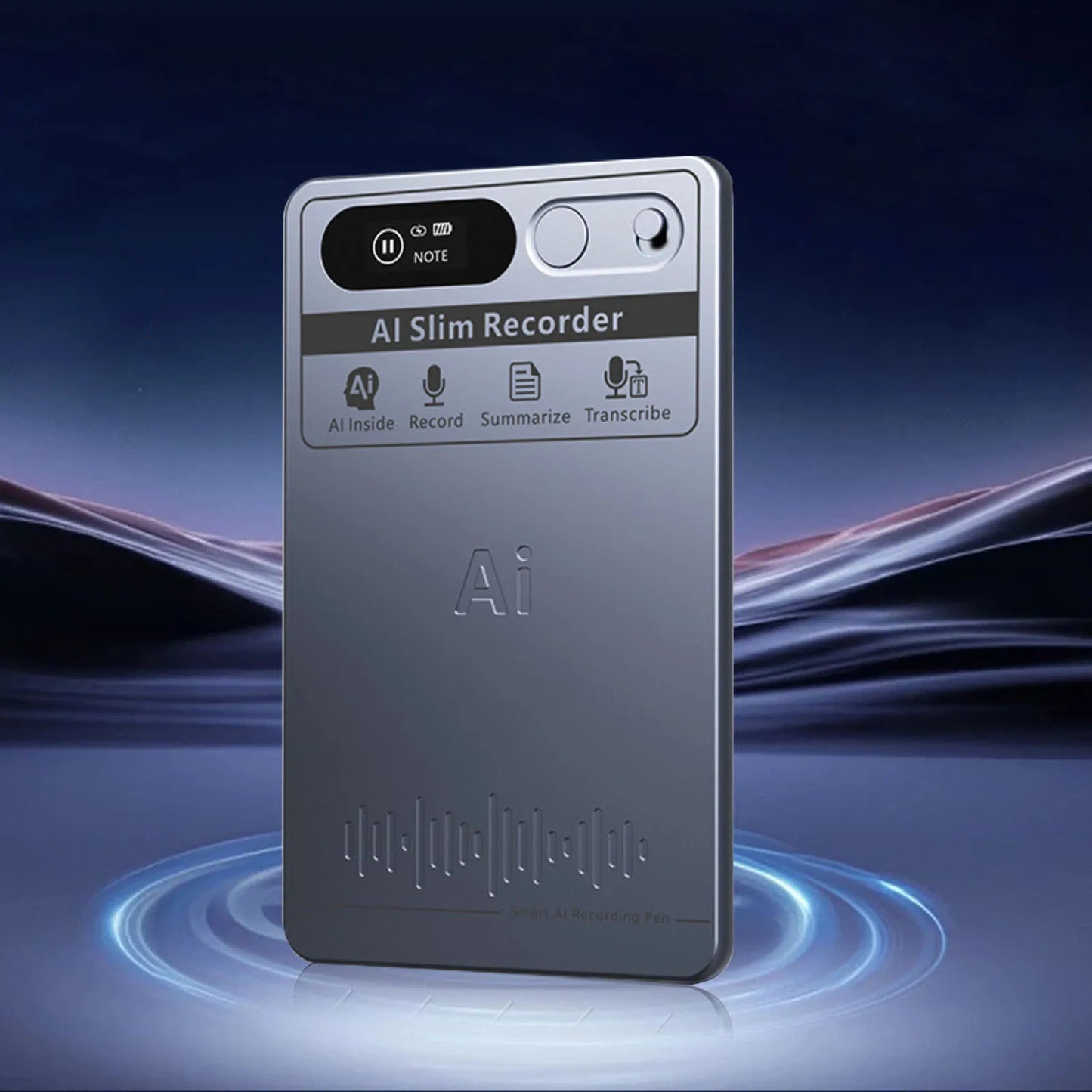 AI Voice Recorder with Real-Time Transcription & Translation Dictaphone App Control Audio Recording Device for Lectures Meetings