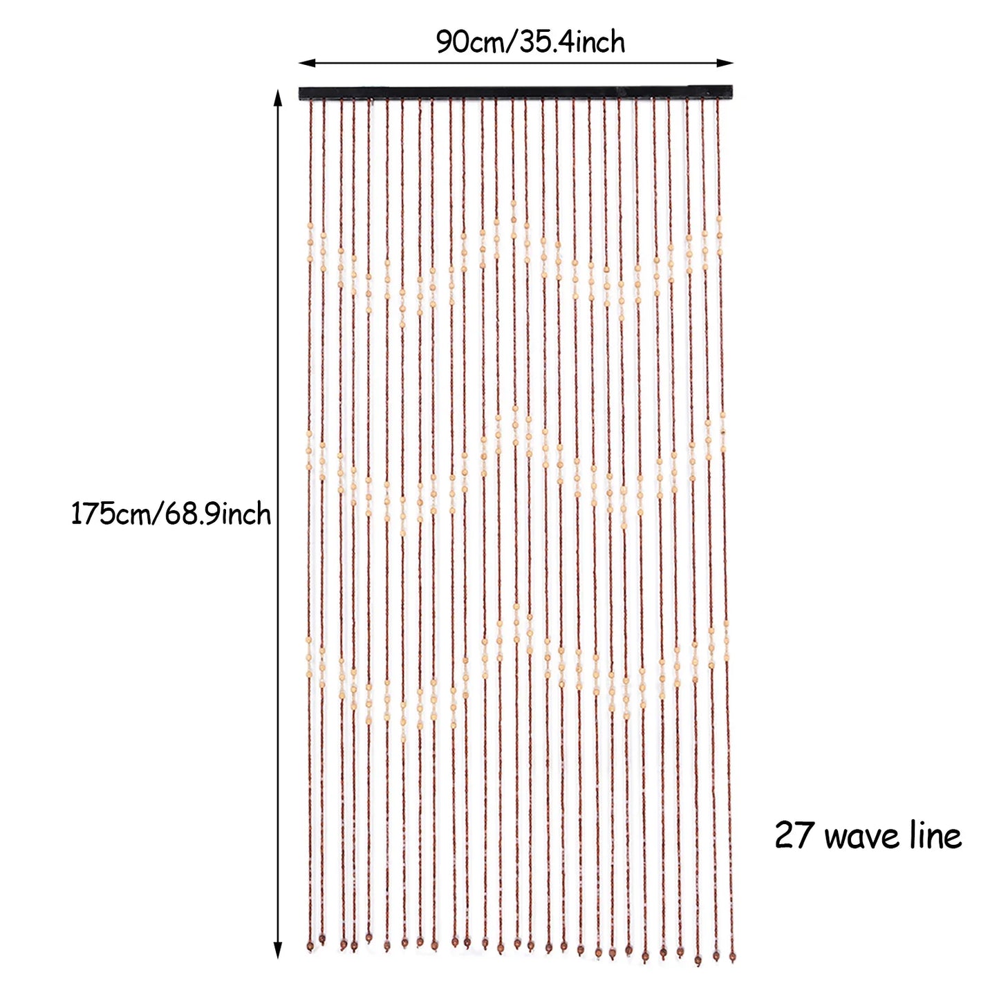 90x175CM 27 Lines Door Curtain Wooden Bead Curtain With Jagged Pattern Fly Screen Gate Divider Sheer For Home Accessories