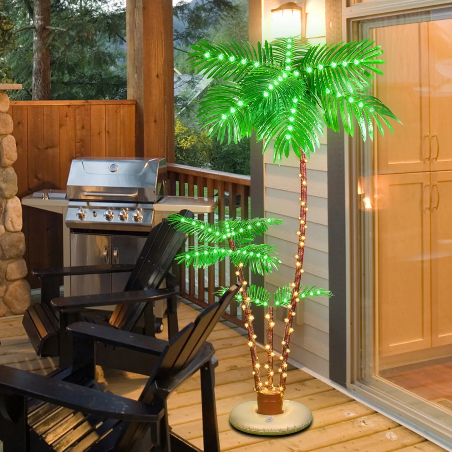 Solar Lighted Palm Tree 6FT Outdoor Christamas Tree Decoration, 8 Modes Tropical Palm Tree Fake Plant Light for Patio Pool Yard Home Party Decor