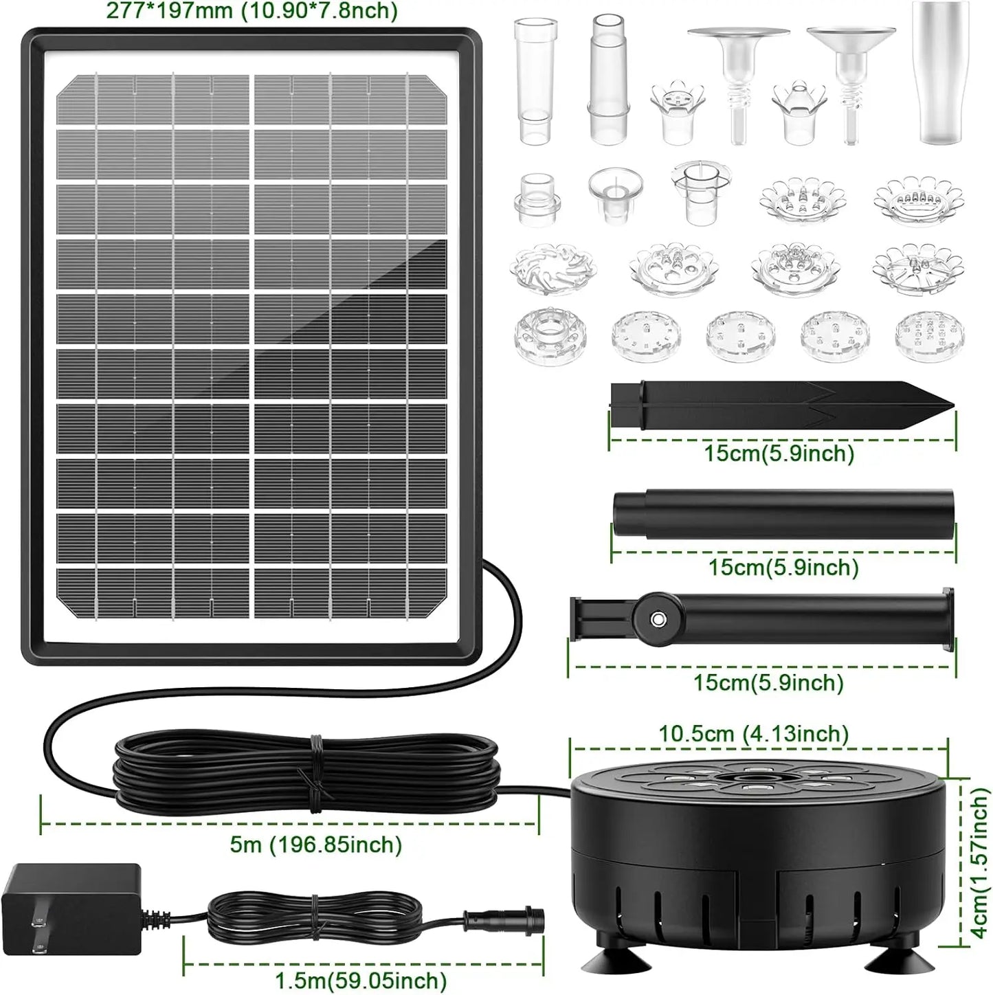 10W Solar Water Fountain with Colorful LED Light 4400mAh Rechargeable Battery Remote Control Solar Fountain Pump with 16 Nozzles