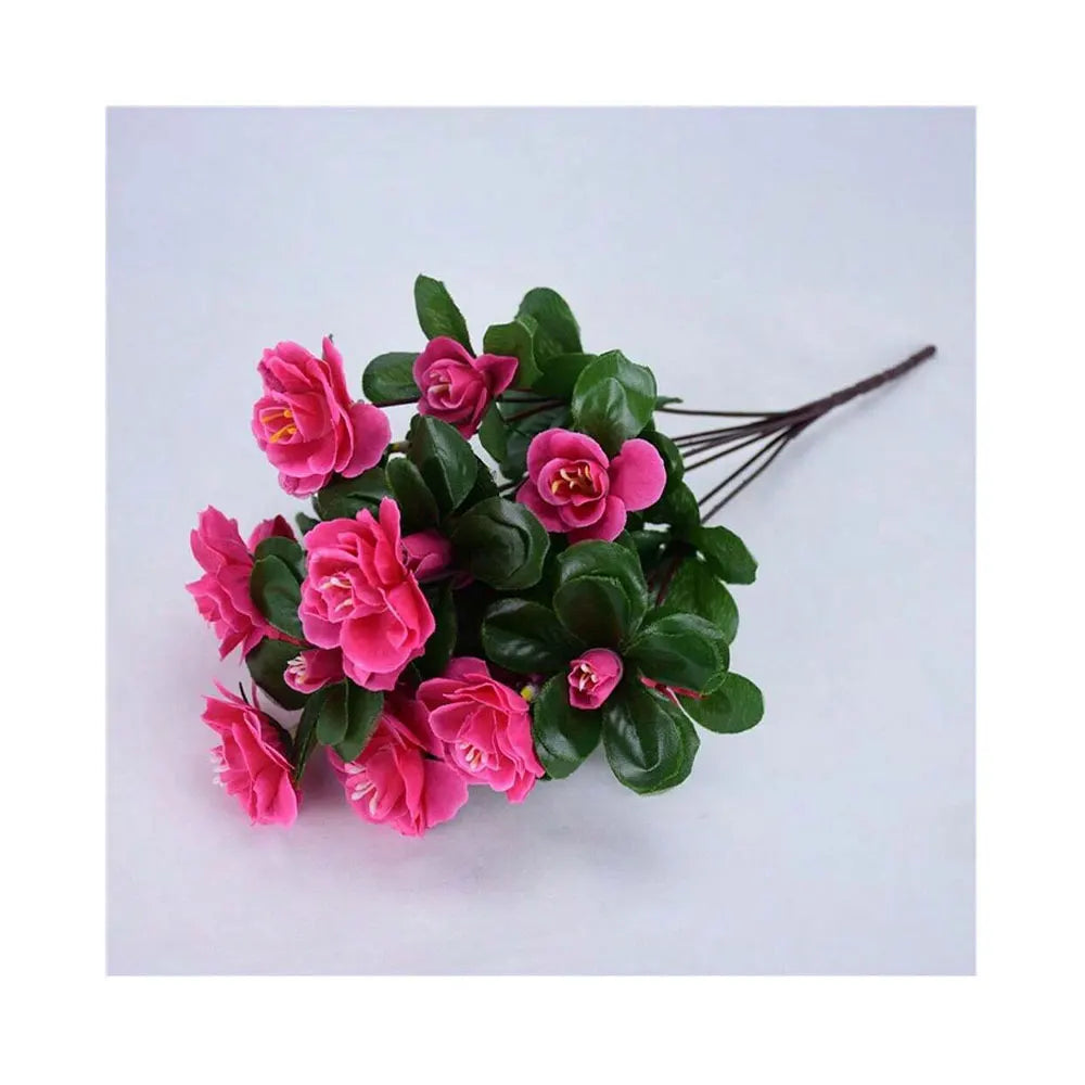 Outdoor Fall Artificial Red Azalea High Quality Flowers Bushes UV Resistant Decor Fake Flowers Home Decorations Small For Garden