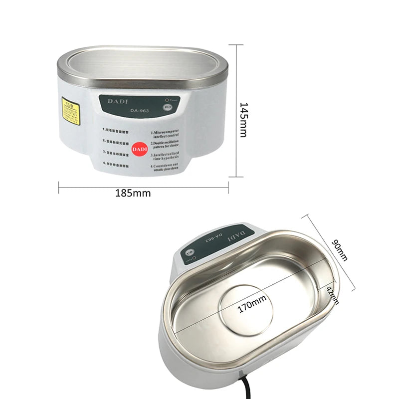 Ultrasonic Cleaner 30W Sonicator Bath 40Khz Degas For Watches Contact Lens Glasses Denture Teeth Electric Makeup Razor 110V