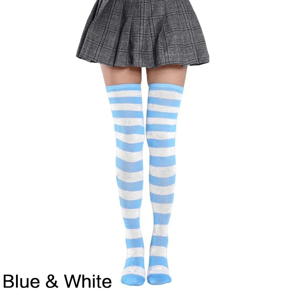 Women Over Knee Socks Solid Color Fashion Thigh High Socks Warm Elastic Leg Warmers 5Colors Optional for Daily JK Lolita Outfits