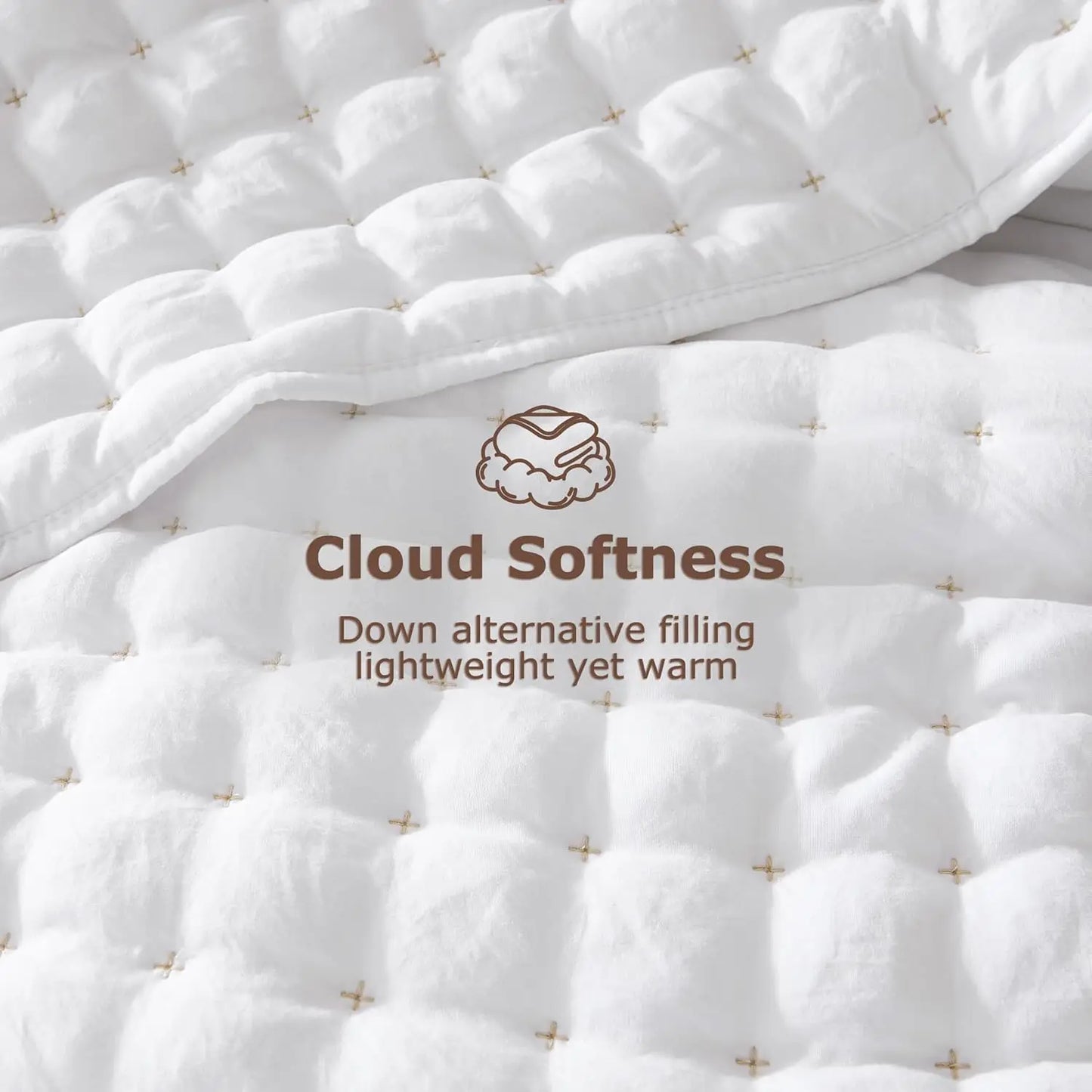 Luxury Cross-Stitch Design Quilt Bedding Set Lightweight Soft Summer Bedspread All-Season Quilted Coverlet with 2 Pillow Shams Twin Queen King California King Size Bed Covers