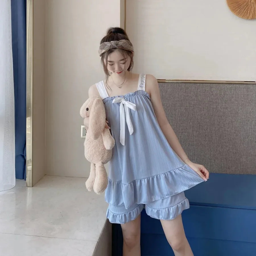 Two-piece Ladies Set Home Suit for Women Pjs Woman Set Pajamas for Lady Sleepwear Women's Summer Suit With Shorts Pajama Sets