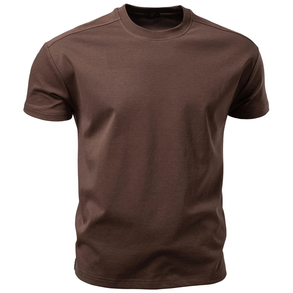 AIOPESON Men's Cotton O-Neck Soft Touch Comfortable Tee Solid Color 8 Colors Breathable Lightweight Daily Casual T-Shirt
