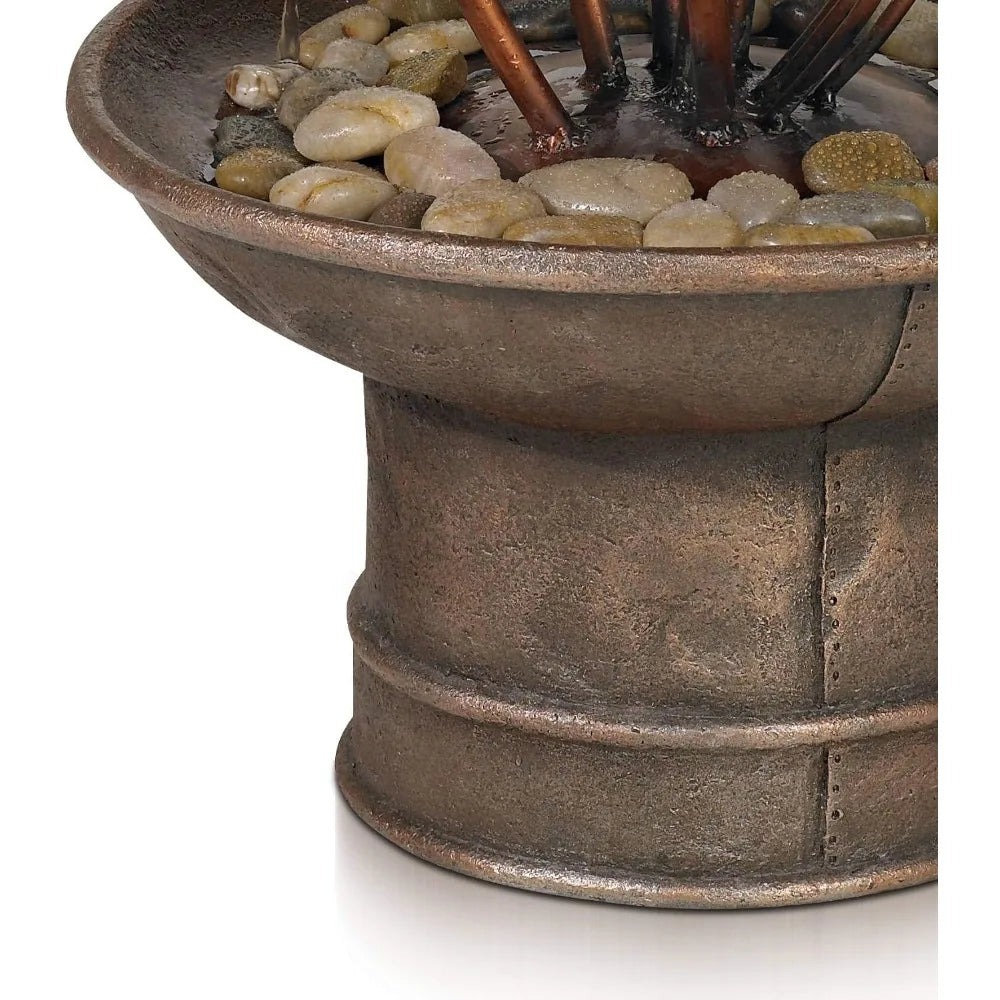 Ashton Water, Lilies and Cat Tails 33 High Large Asian Indoor Outdoor Decor Resin Floor Fountain Standing Waterfall Tiered Water