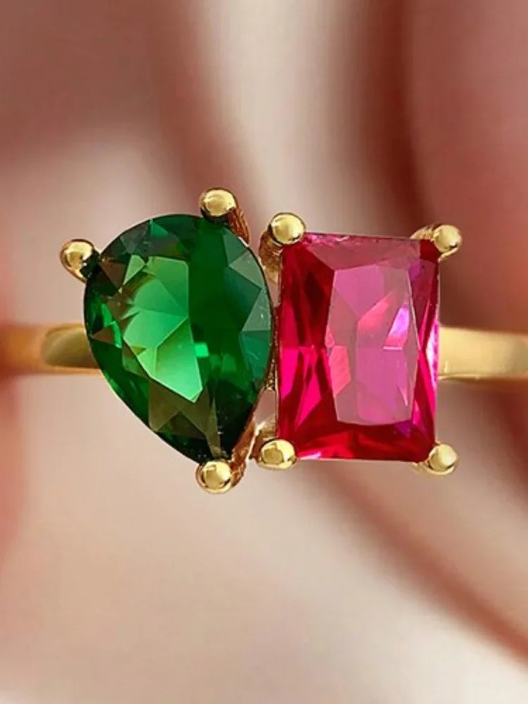 925 Sterling Silver Simple Classic Zircon WaterDrop Square Ring For Women Engagement Wedding Luxury High Quality Fine Jewelry