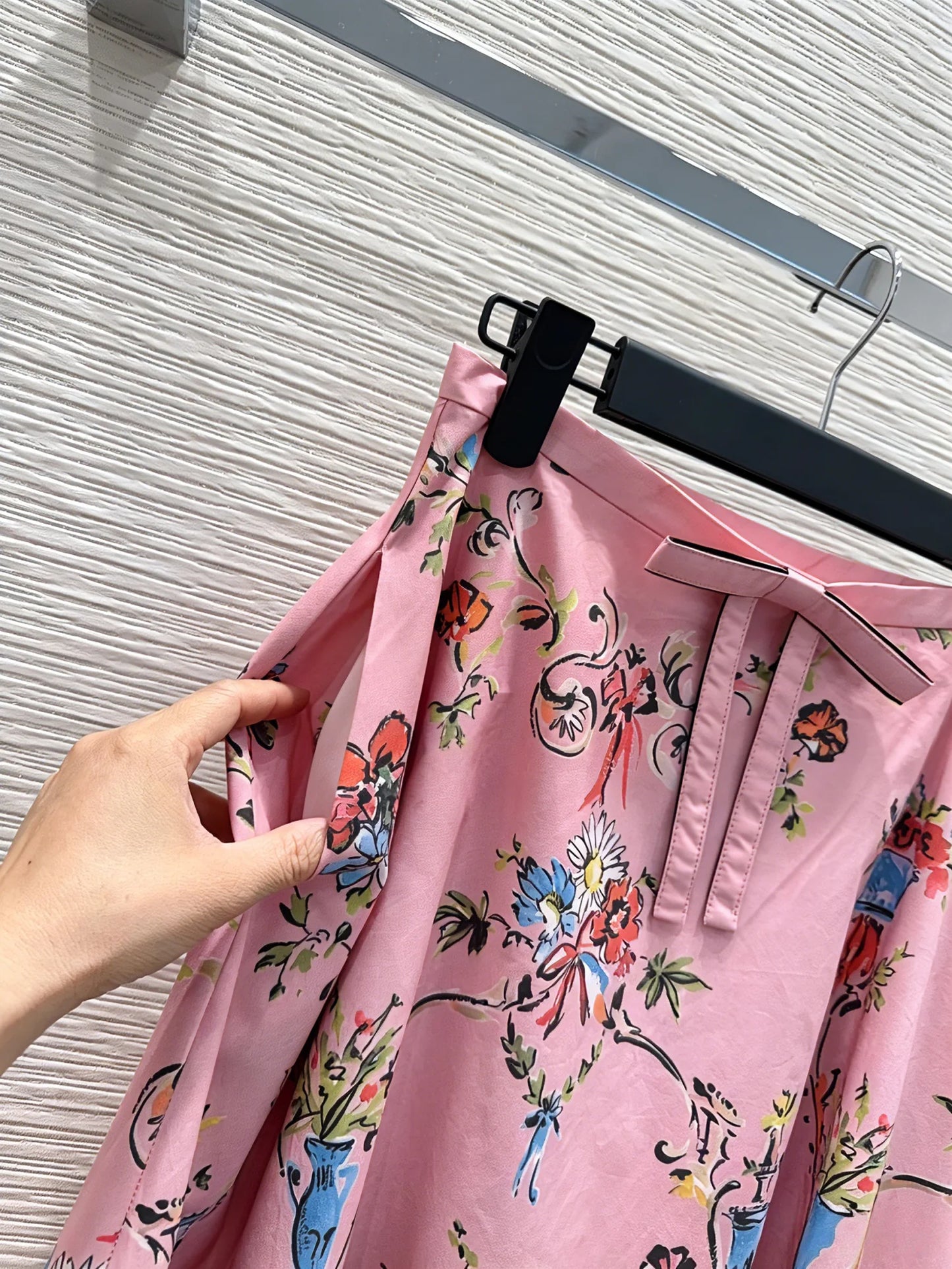Women Pure Cotton Poplin Printed Big Swing Skirt Elegant Versatile Casual Midi Skirt