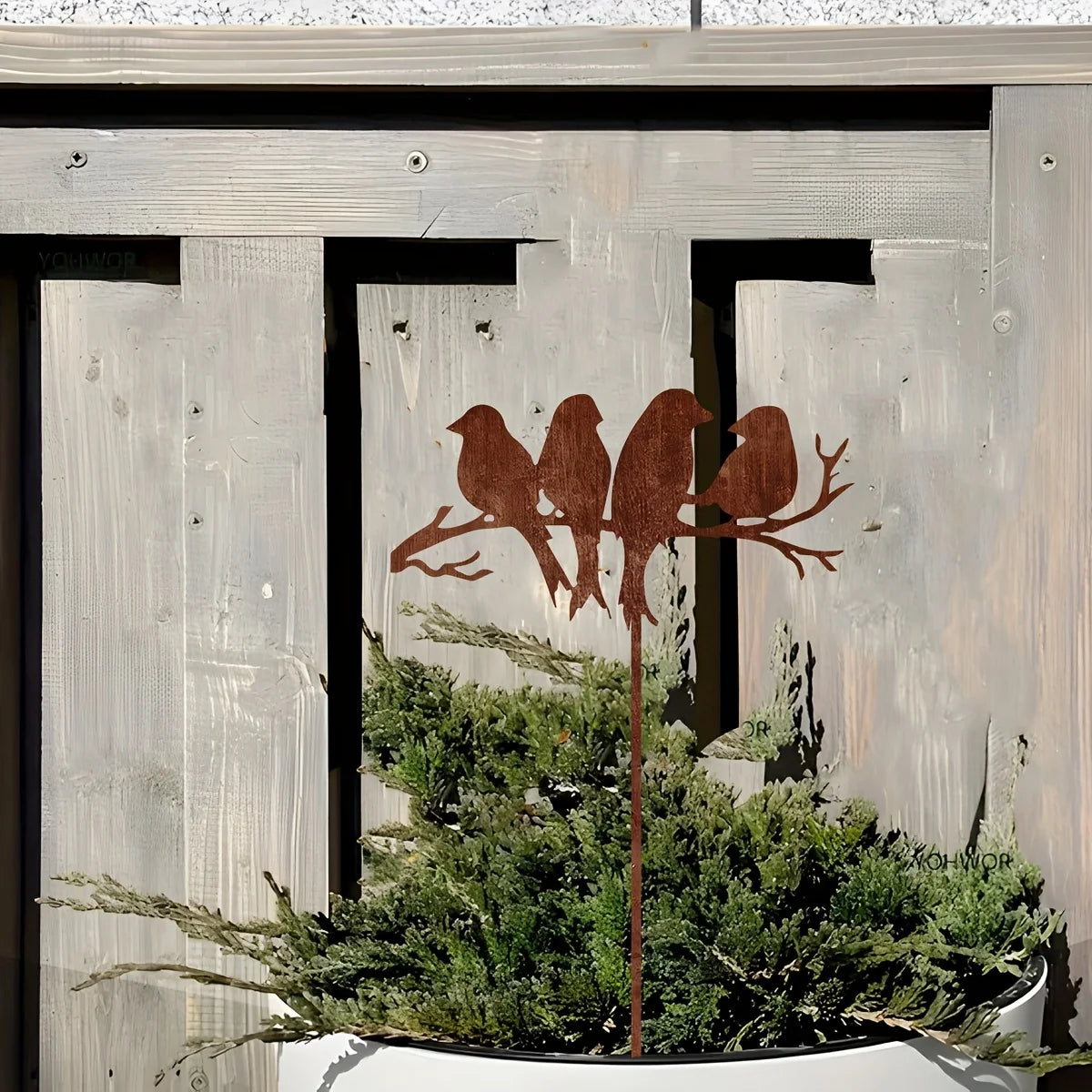 Rusty Metal Bird Garden Stake – Decorative Outdoor Decor – For Garden Patio Balcony Planter – Holiday Gift