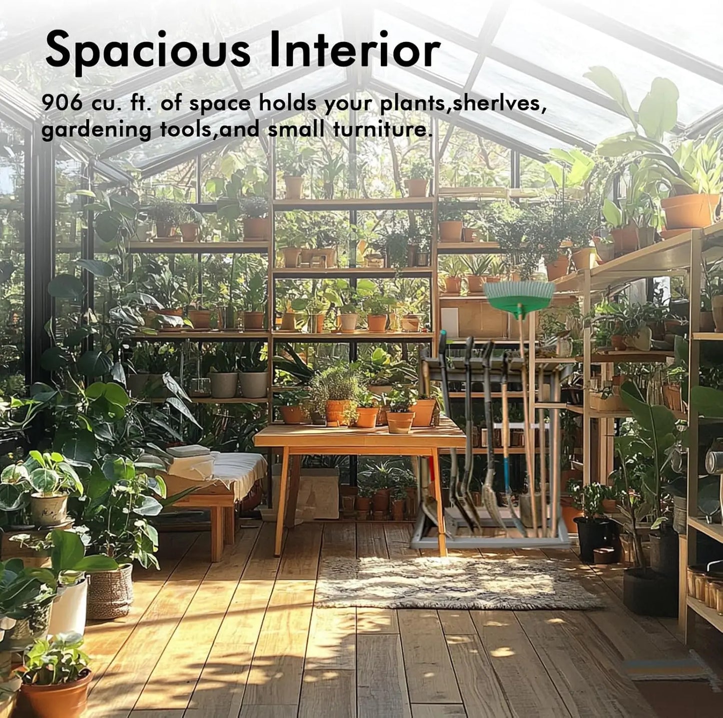 Greenhouse Walk In Large Outside Backyard Garden Aluminum Frame Electronic Thermometers Heavy Duty Wind Snow