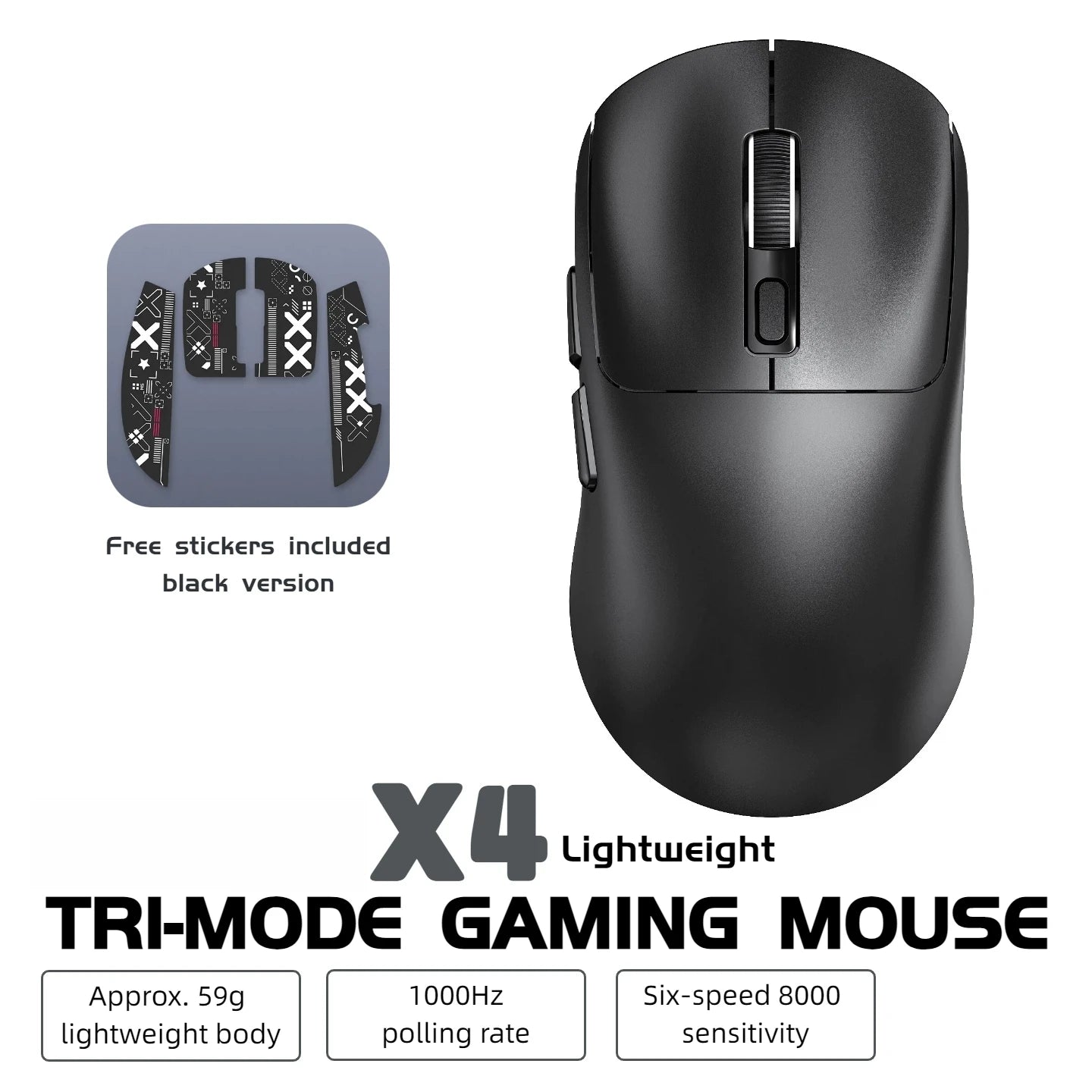59g Ultra-Light Wireless Gaming Mouse Tri-mode 8000 DPI 1000Hz Rechargeable Ergonomic Mouse for PC Mac Laptop