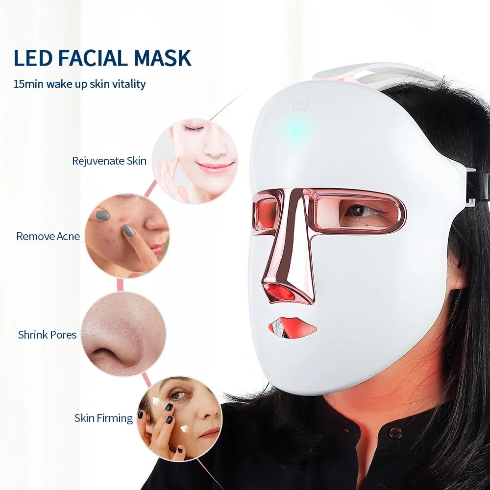 Face Beauty Mask 7 Colors Light LED Mask Photon Red Light Facial Skin Care Repair Skin Anti Aging Wrinkle Skin Tightening
