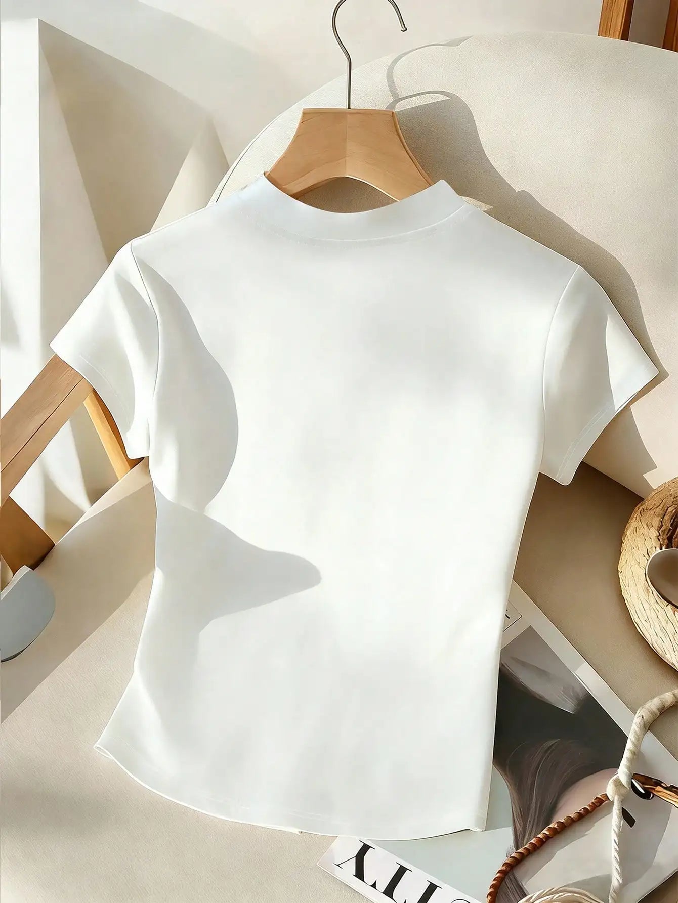 Women's Deep V-Neck Short Sleeve Cinched Waist Button Closure Elegant Casual Blouse
