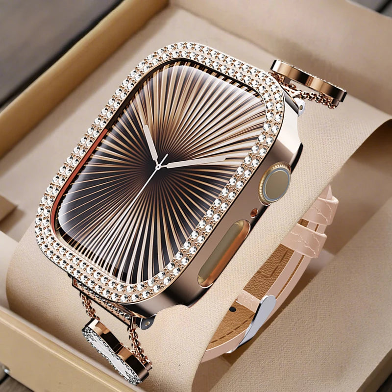 Women Luxury Smartwatch with Sparkling Rhinestones & Metal Wristband, Interchangeable Straps. Features BT Calling, Heart Rate Tracking, Wireless Charging, 110+ Exercise Modes, 3ATM Waterproof, AMOLED Touchscreen, 7-Day Batter