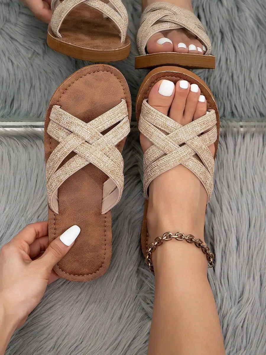Women Denim Flip Flops Summer Casual Comfortable Flat Slippers