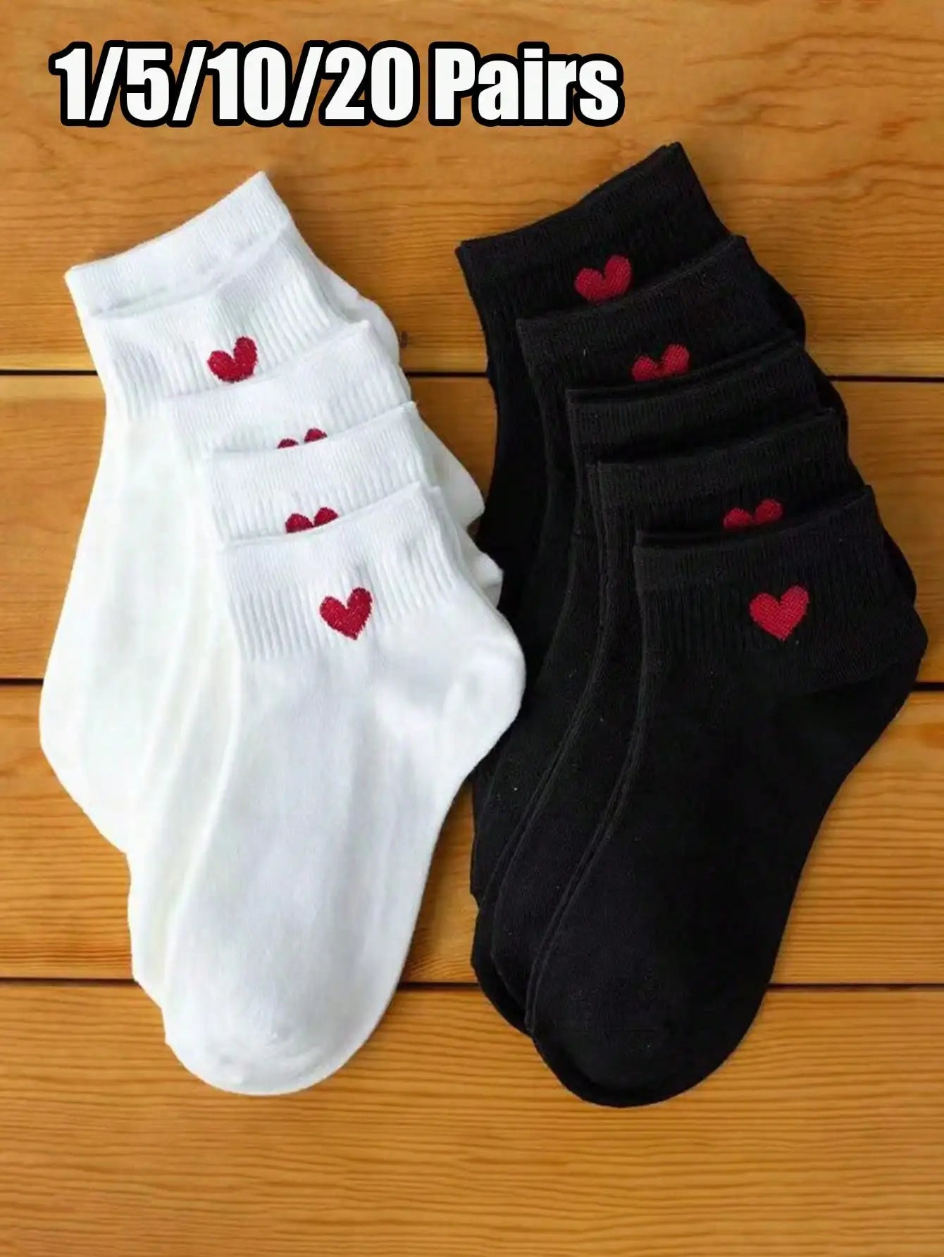 1/5/10/20 Pairs Women/Couple Cute Heart Pattern Versatile Ankle Socks, Invisible Socks, Suitable For Daily Wear, Festivals, Outdoor Christmas Gift
