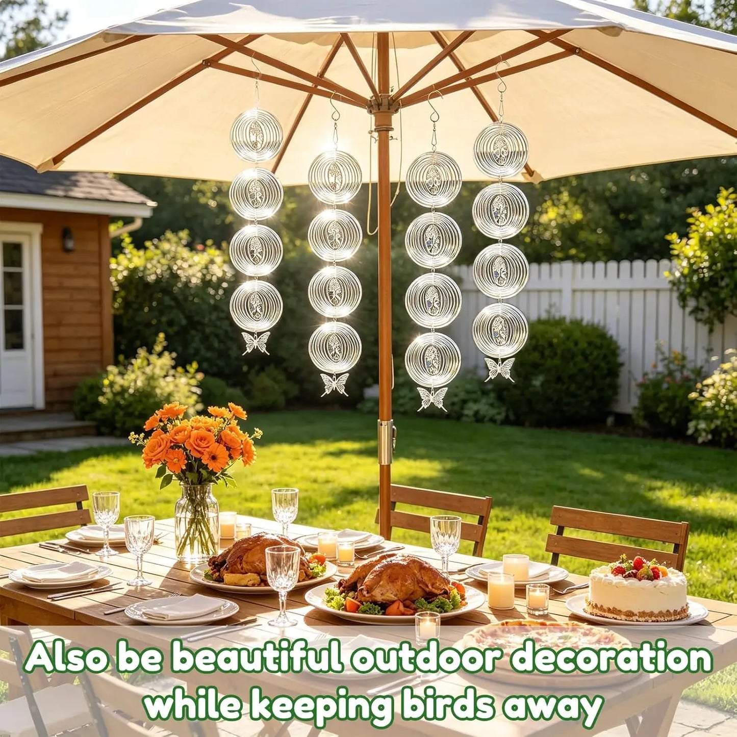 16 Discs Stainless Steel Bird Deterrents for Outside Patio,Reflective 3D Wind Spinners Outdoor Garden Decor Reflective Bird Scare Devices to Keep Bird Away from House Yard Orchard
