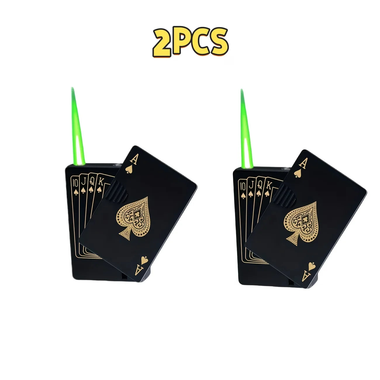 Metal Poker Card Shaped Lighter with Cash Detector Light Windproof Decompression Portable Turbine Torch Lighter for Men's Gift