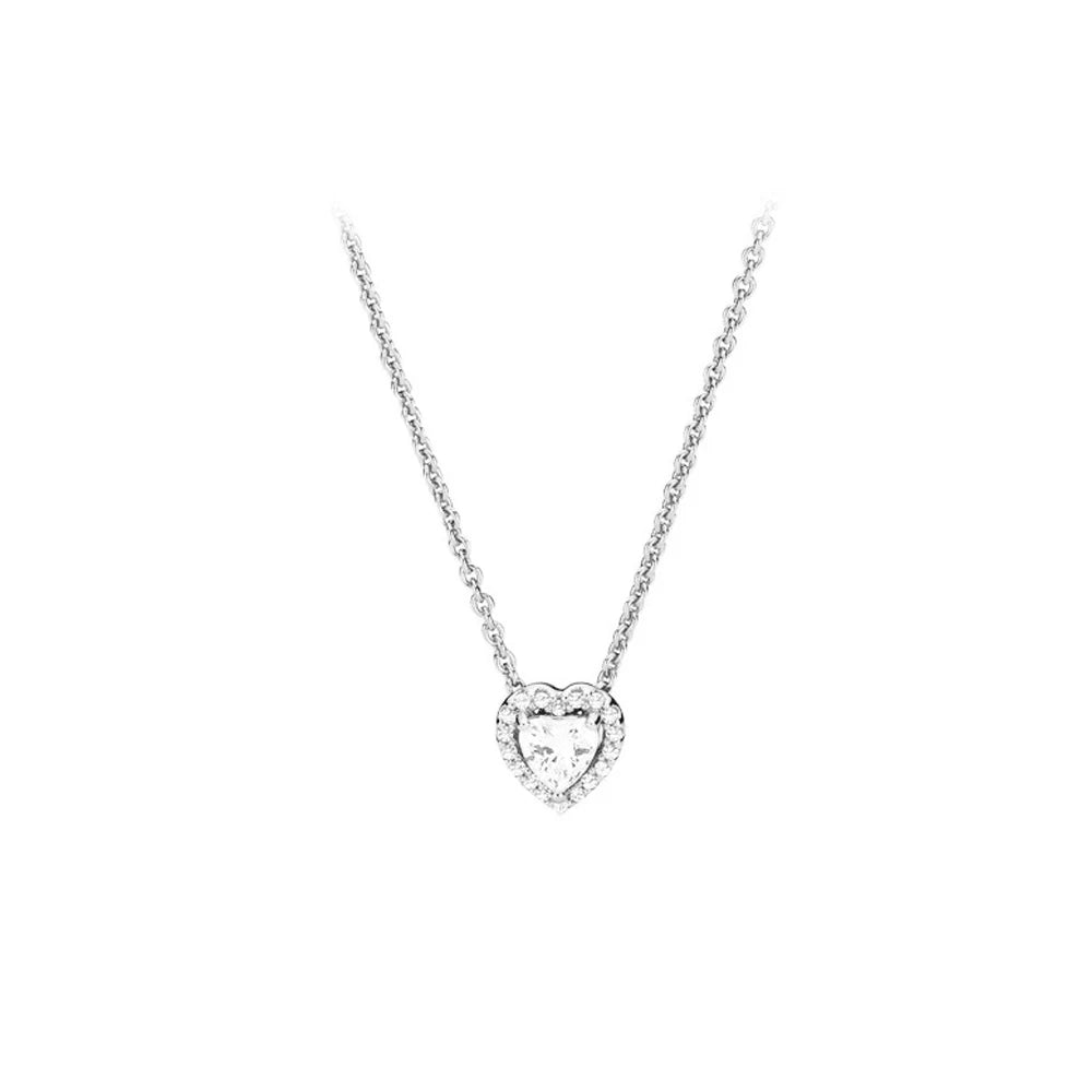 New colored heart-shaped crystal silver necklace accessories jewelry high-end women's romantic gift