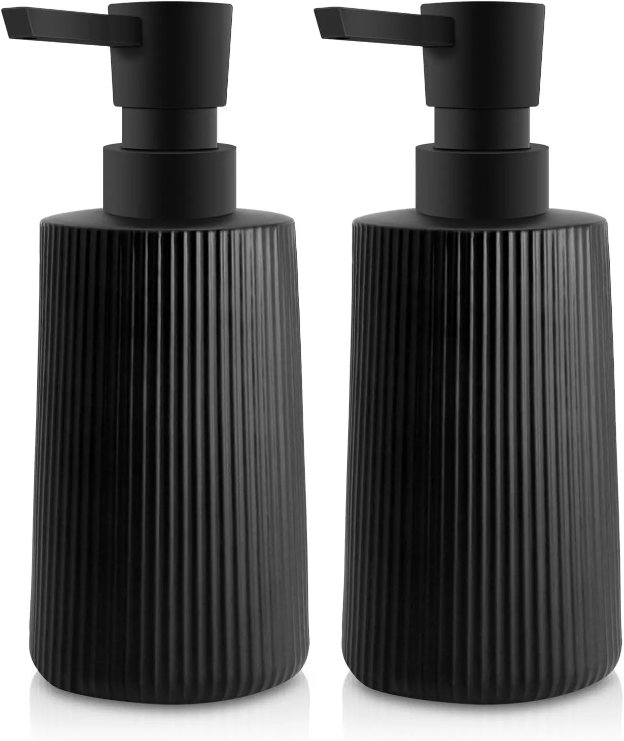 2 Pack Glass Soap Dispenser for Bathroom Kitchen 250ml/8.5oz Farmhouse Striped Hand Soap Dispenser with Pump