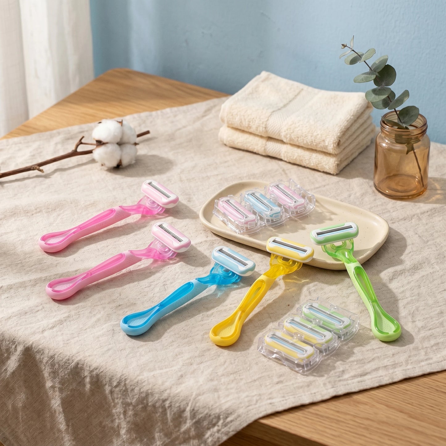 1Pc Summer Women's Disposable Razors With 4 Blade Shaving Razor Stainless Steel Women's Disposable Bikini Razors for Men Women