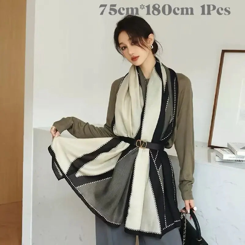 Set Series Silk Satin Scarf Women Cloth Hair Bands Headdress Accessories Lady Scarves Ribbon Neck Ties for Bag Handle/4pcs