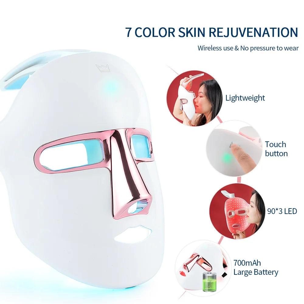 Face Beauty Mask 7 Colors Light LED Mask Photon Red Light Facial Skin Care Repair Skin Anti Aging Wrinkle Skin Tightening