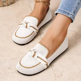 Breathable Knitted Flat Loafers for Women, 2026 New Lightweight Anti-slip Casual Slip-On Shoes, Large Size Comfortable Flat Shoes
