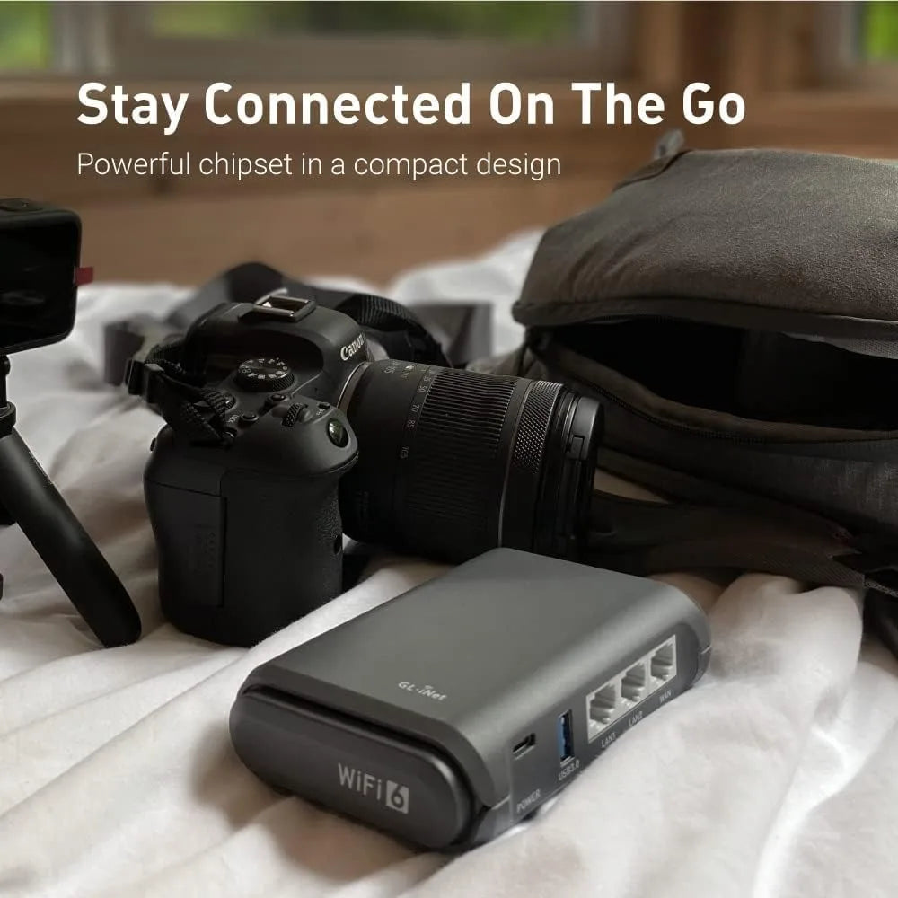 Portable Travel Wi-Fi 6 Router, Pocket Internet Device, VPN Capable for On-the-Go Connectivity