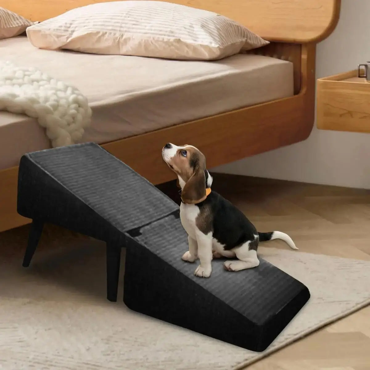 Dog Ramp Stairs Foldable 2-in-1 Wooden Pet Step Stool Non-Slip Portable Space Saving Access for Small Dogs And Cats Beds/Sofas with Gentle Incline for Rehabilitation