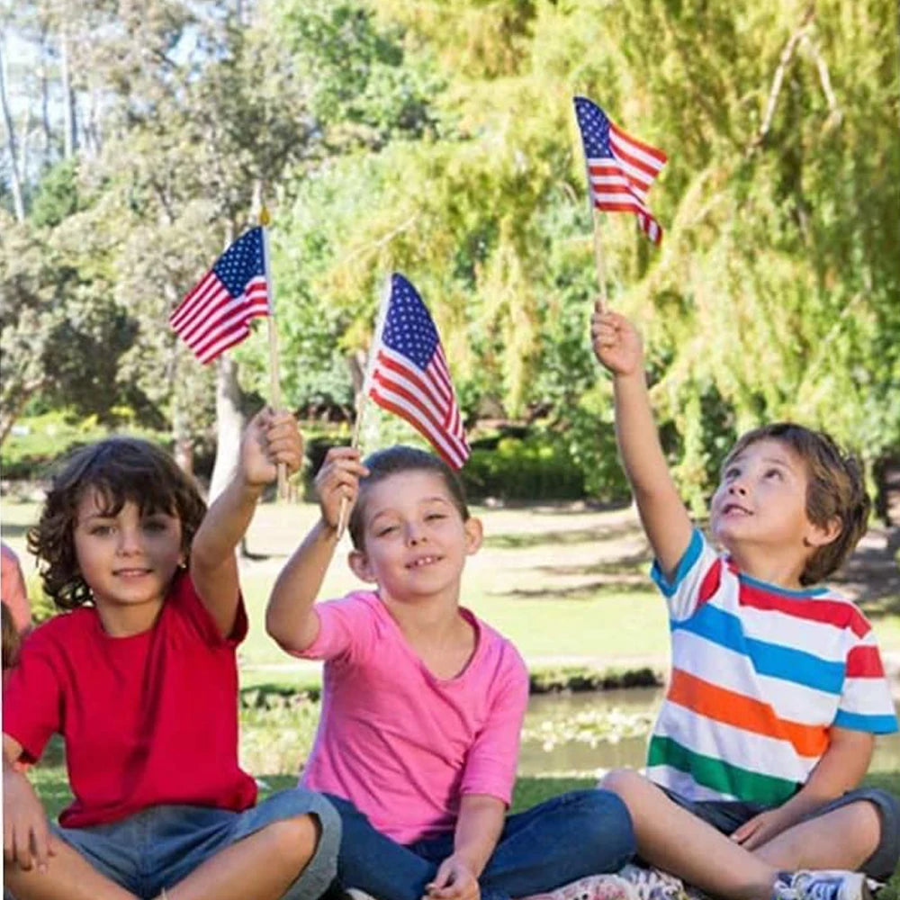 100 Pack Small American Flags On Stick, 4x6 Inch US Flags/Mini American Flags For Outside, Perfect For Independence Day, 4th Of July Decorations, Patriotic Holiday Yard Patio