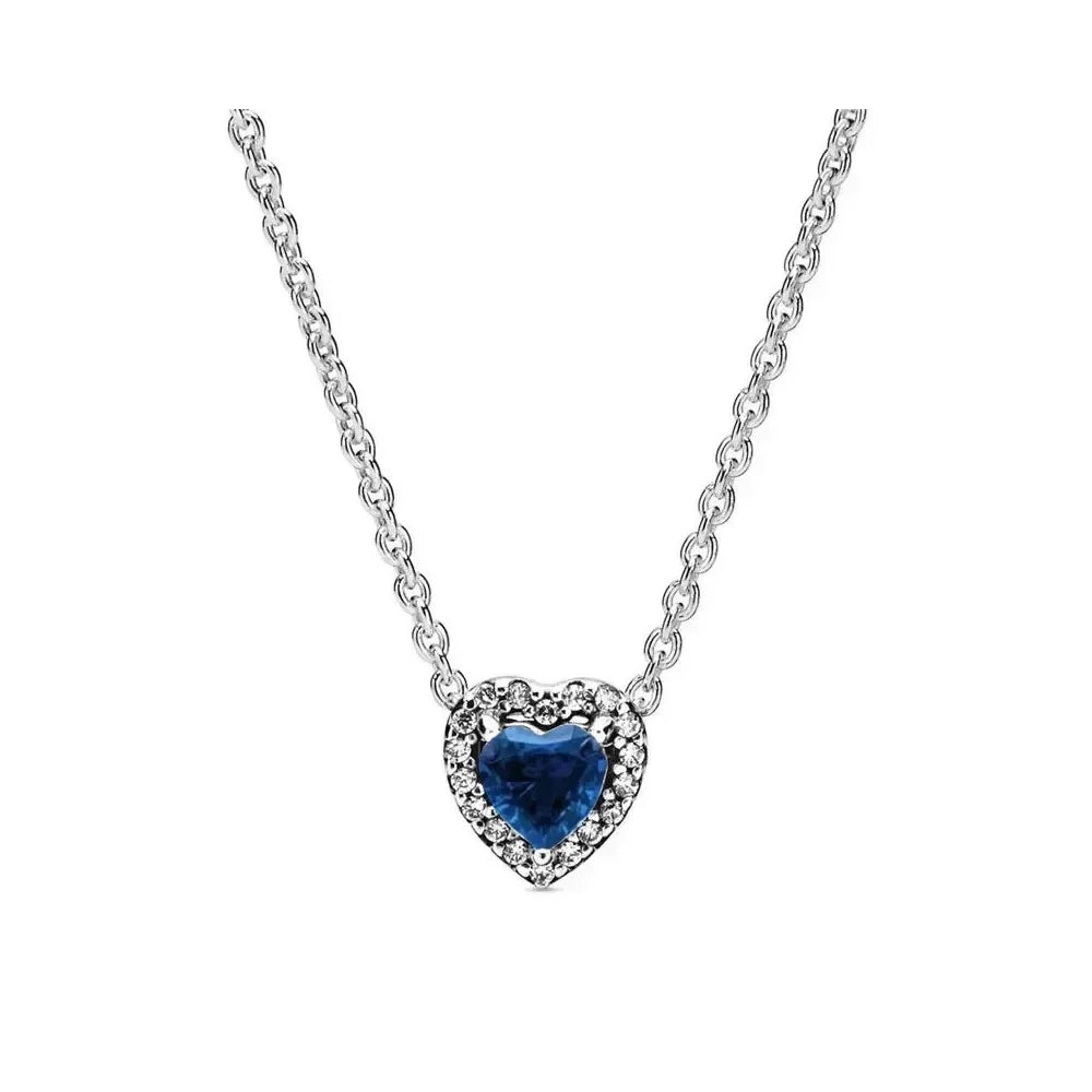 New colored heart-shaped crystal silver necklace accessories jewelry high-end women's romantic gift