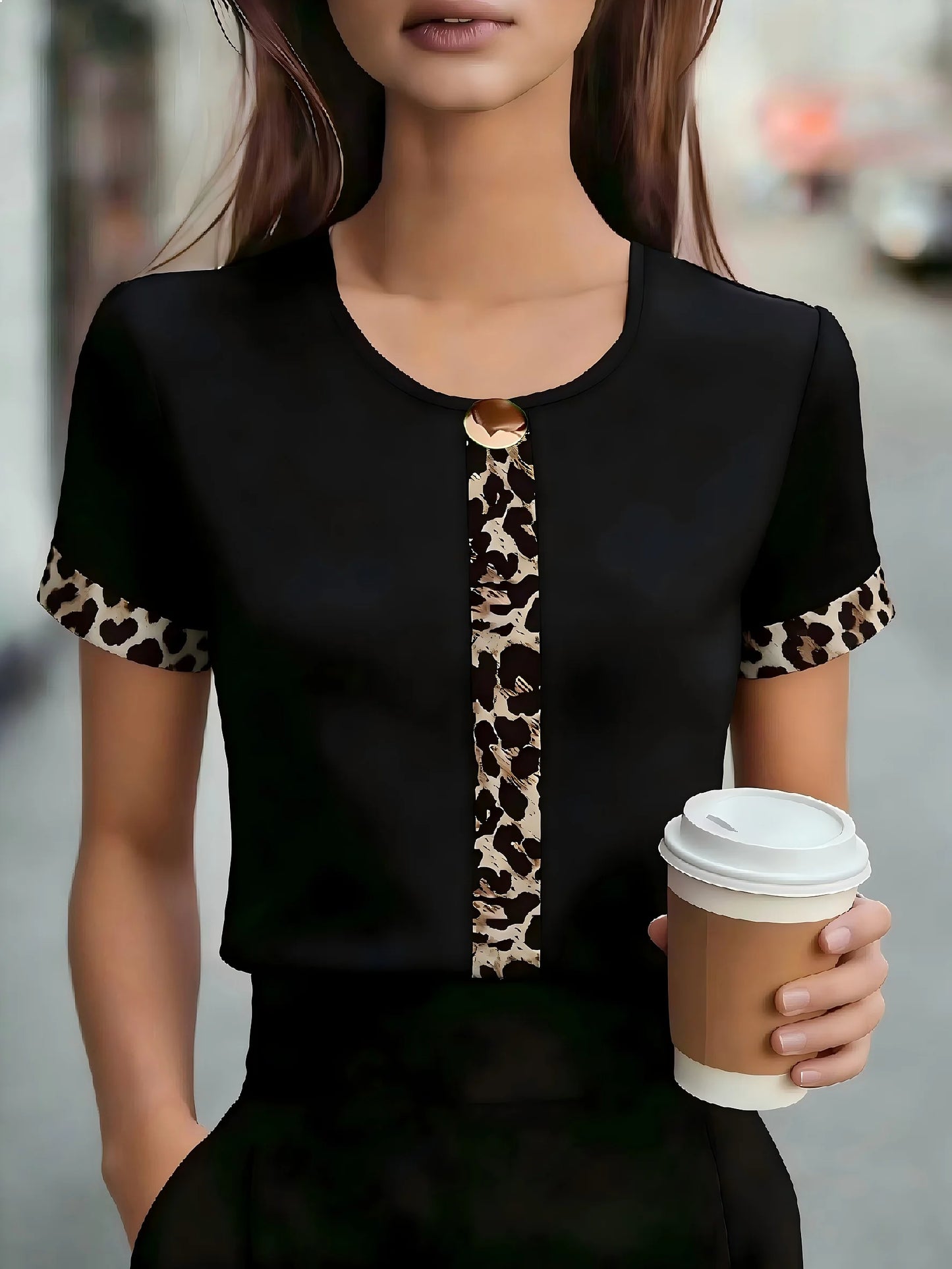 Temperament Loose Woman Shirt Fashion Casual Blouse Elegant Short Sleeve Holiday Weekend Top