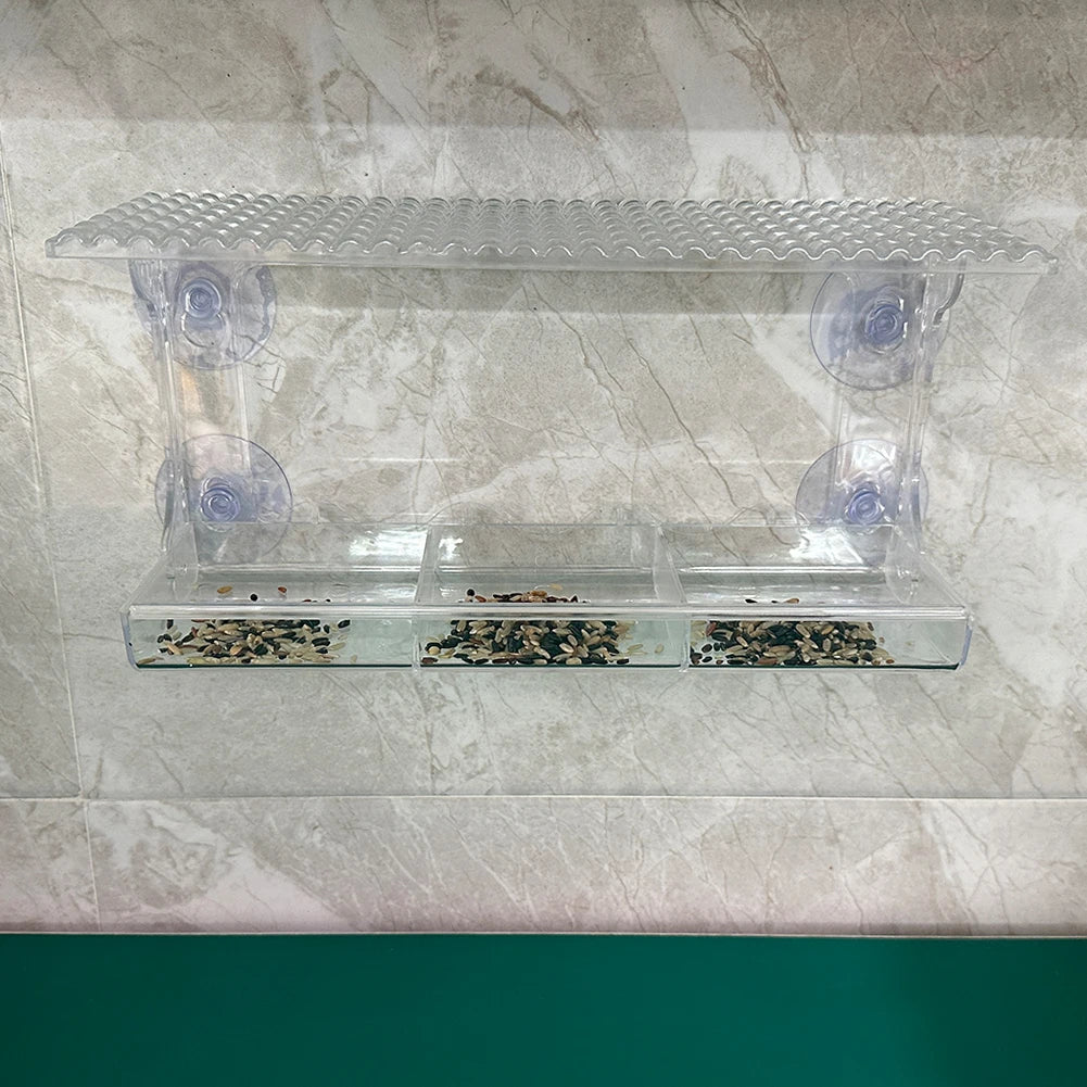 Window Mounted Feeder with Strong Suction Cups Bird Food Feeding House Acrylic Hanging Birdhouse Feeder for Outside Garden Yard