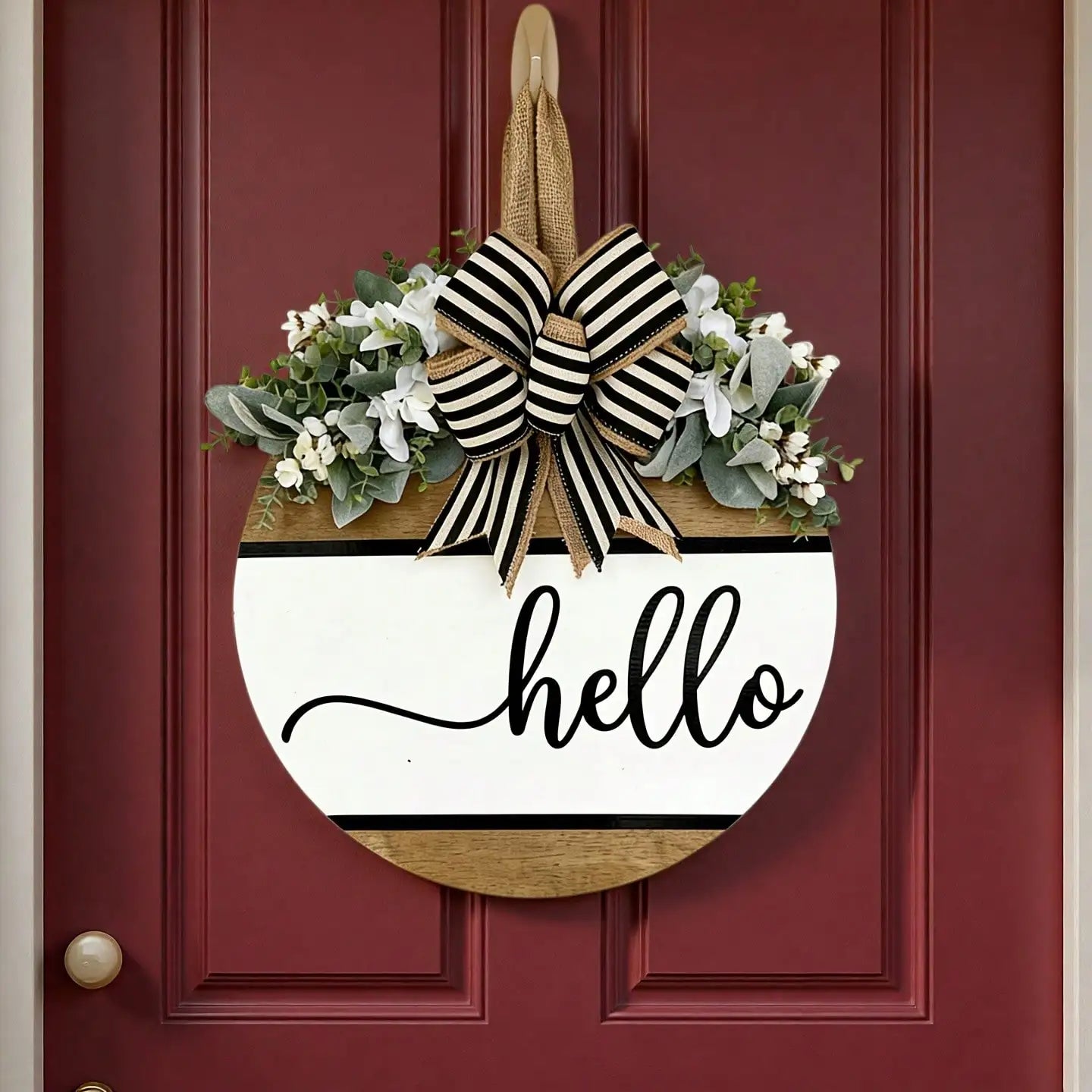 Front Door Decor |   Front Door Wreath |   Hello Sign |   Year Round Wreath |   Front Door Sign |   Front Door Hanger |   Housewarming Gift |   Home Decor