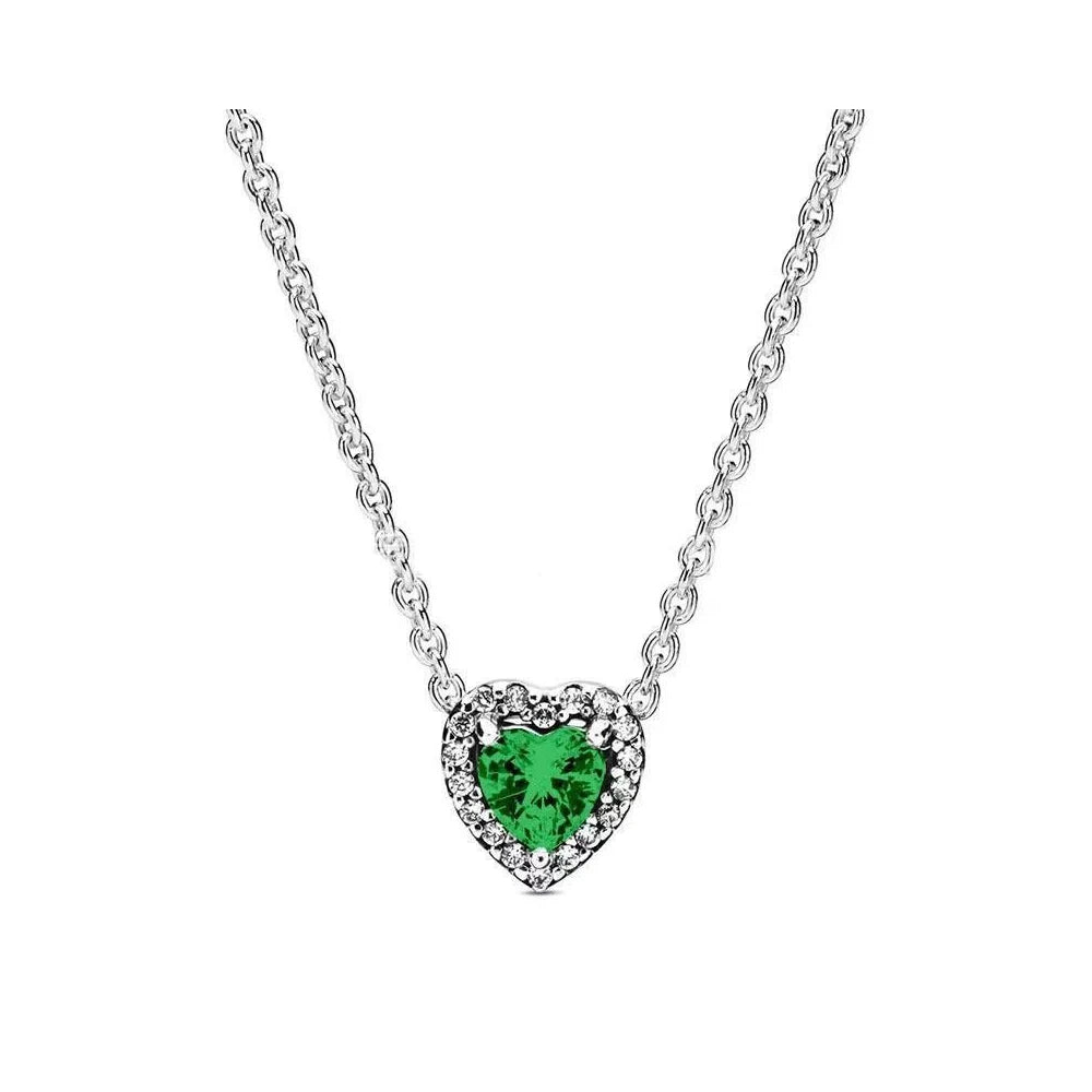 New colored heart-shaped crystal silver necklace accessories jewelry high-end women's romantic gift