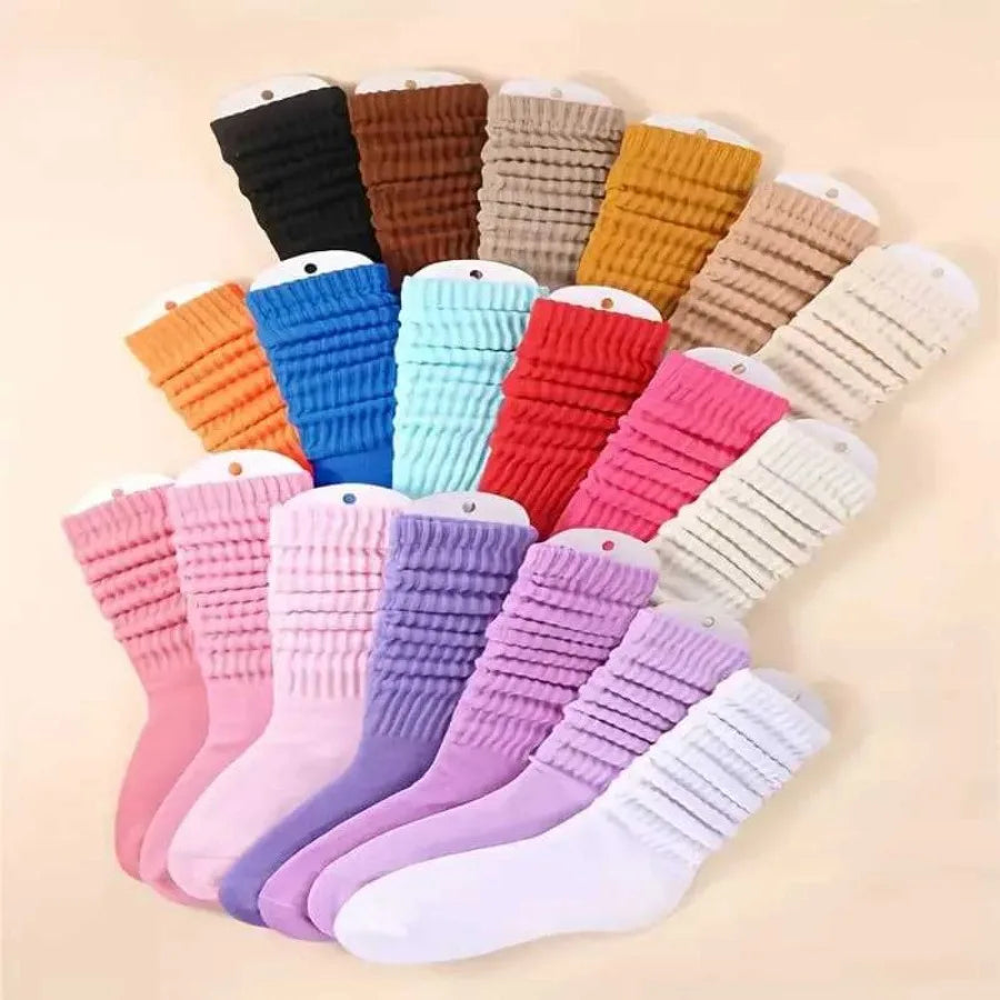 6 pairs of women's mid leg pleated socks, suitable for casual clothing, daily comfortable and soft texture
