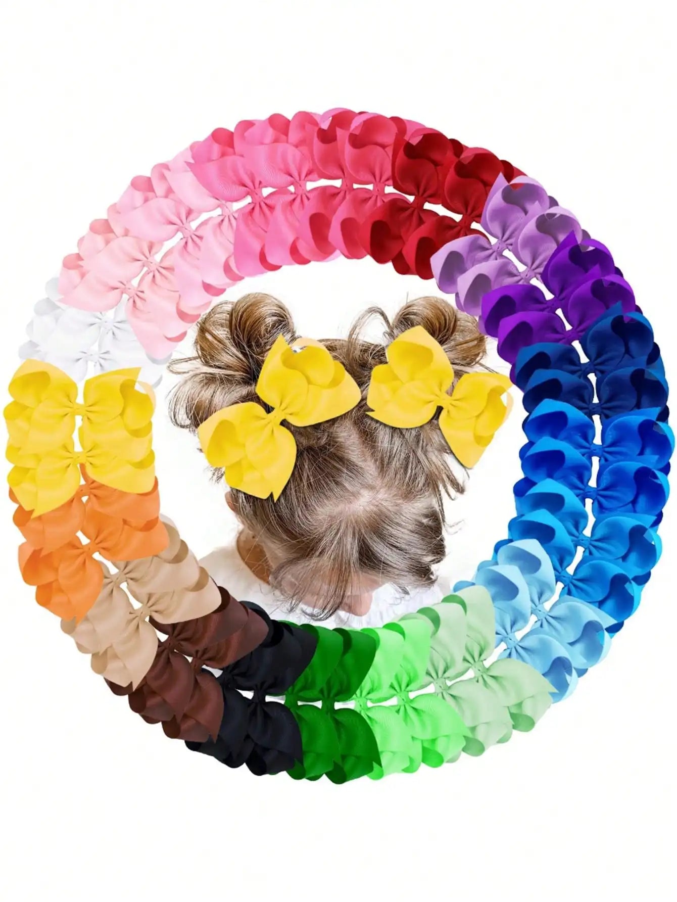 40pcs/Pack Random Color Cute Ribbon Bow Hair Clips, Hair Accessories For Girls Daily Wear