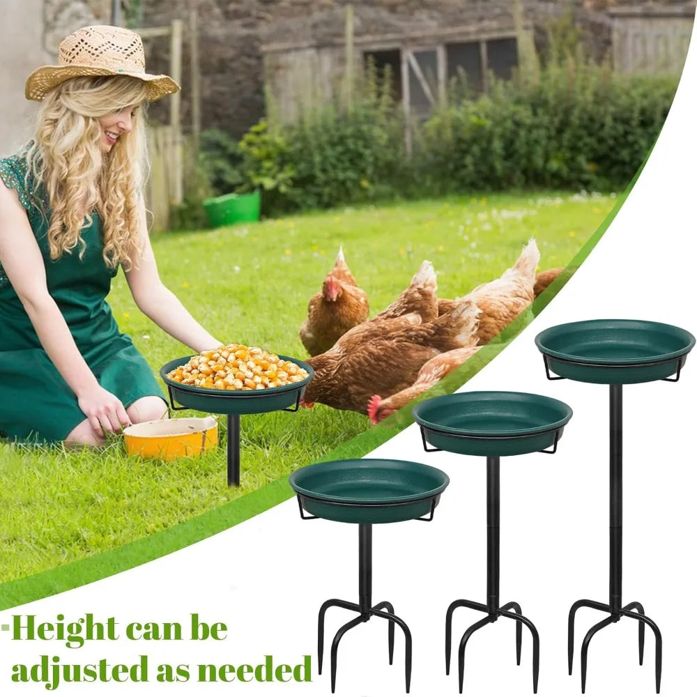 35.5In Freestanding Birdbaths Bowl Outdoor, Standing Garden Bird Bath with Metal Stake, Detachable Spa Bird Feeder for Lawn, 4 Spiky Feet