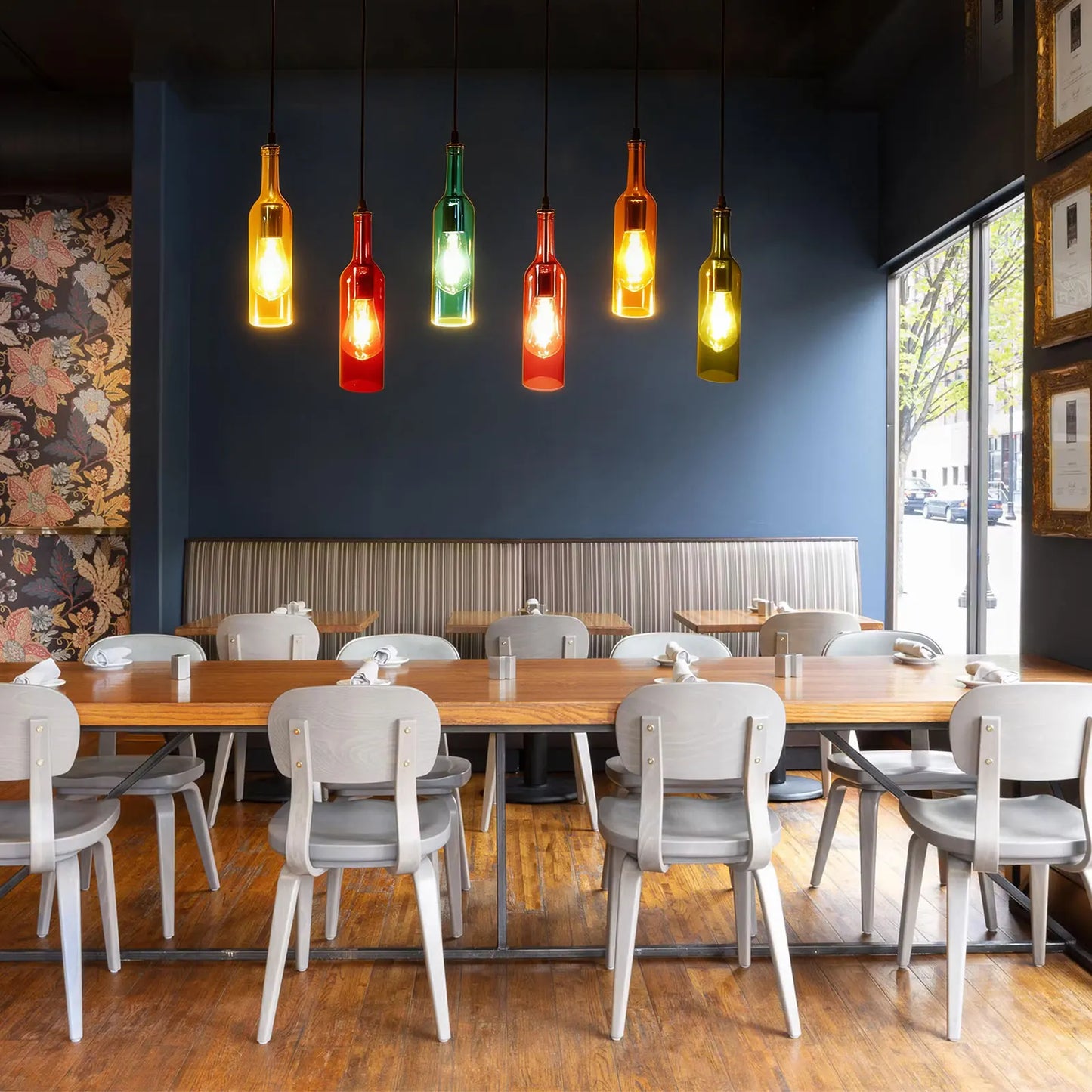 Ceiling Lights Pendant Lighting Fixture 6-Head/7-Head/10-Head Creative Glass Bottle Pendant Lamp Pendant Lamp