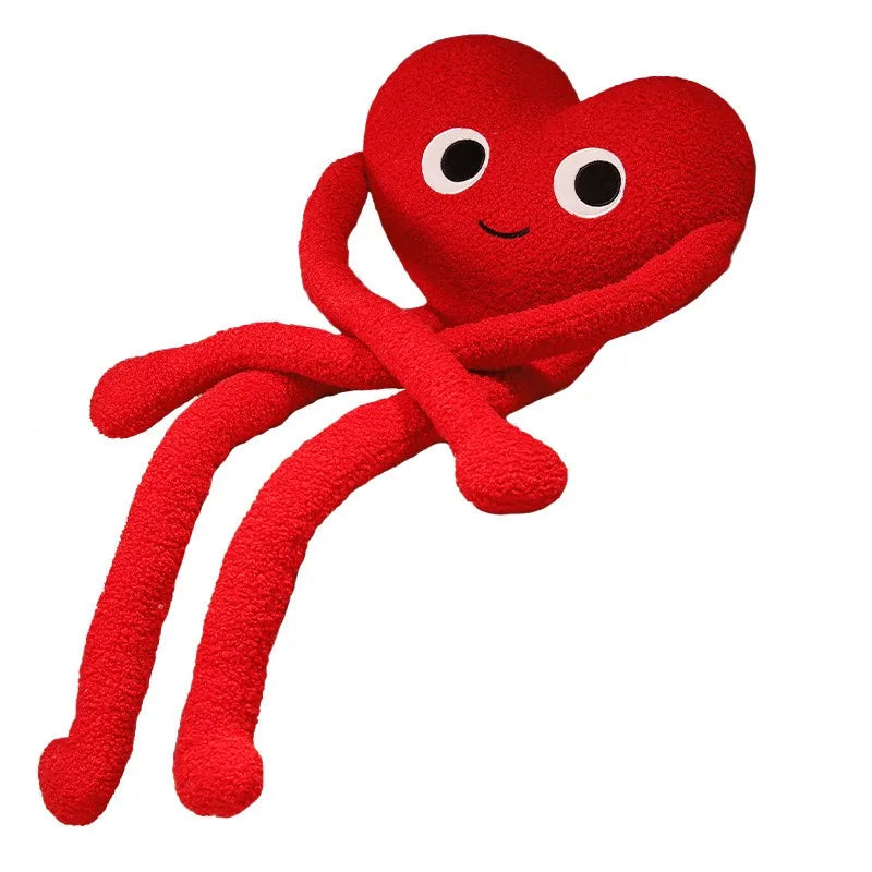 Cute Long Arms Legs Heart Shape Plush Pillow, Soft Hugging Cushion for Bed Sofa Car Seat Backrest, Modern Home Decor Accent, Cozy Travel Nap Pillow for Office, Birthday Holiday Gift for Men Women