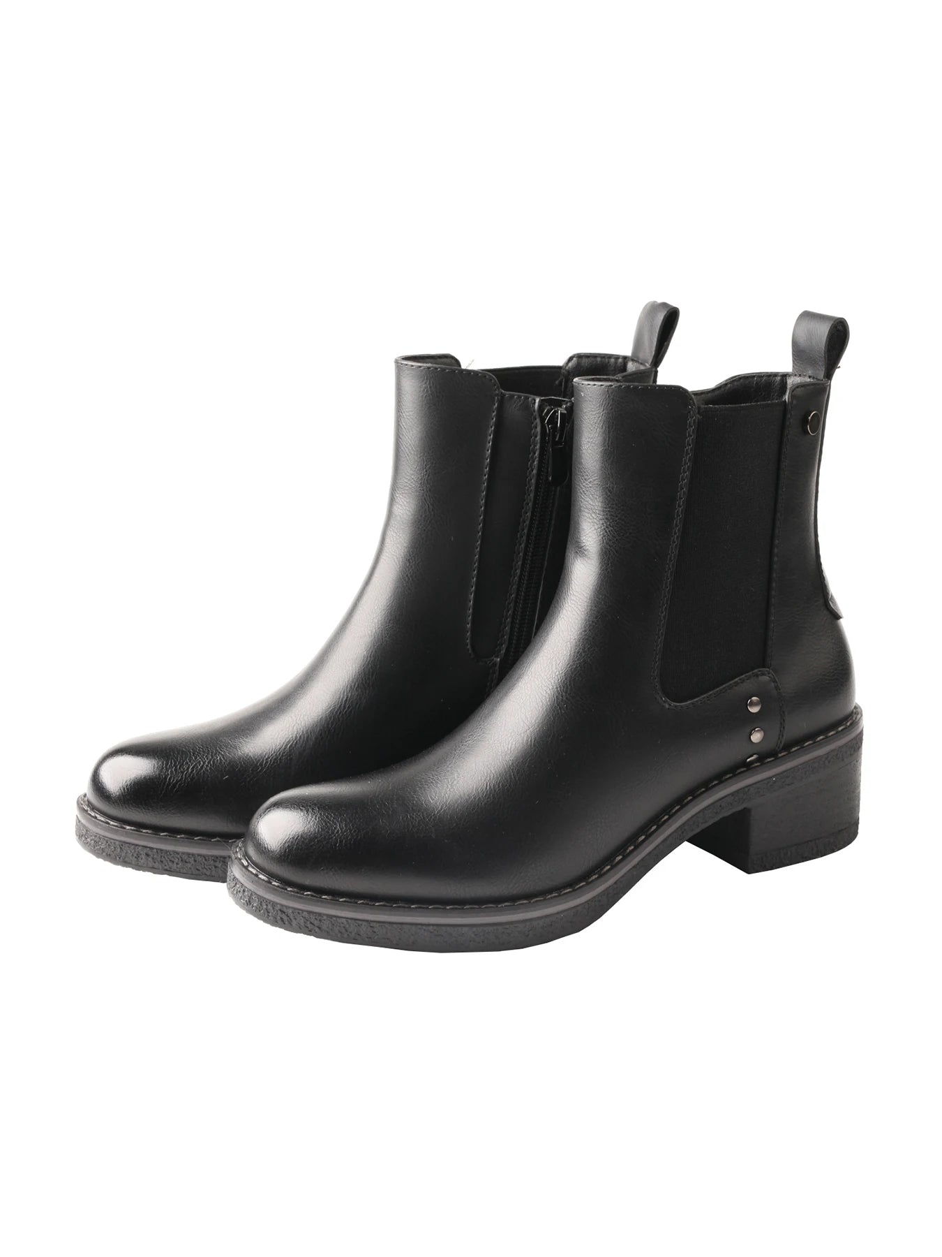 TMA EYES Women's Vintage Loafers Chunky Heel Ankle Boots Spring Autumn Casual British Style Fashion Patent Leather Comfortable Non-Slip Office Shoes